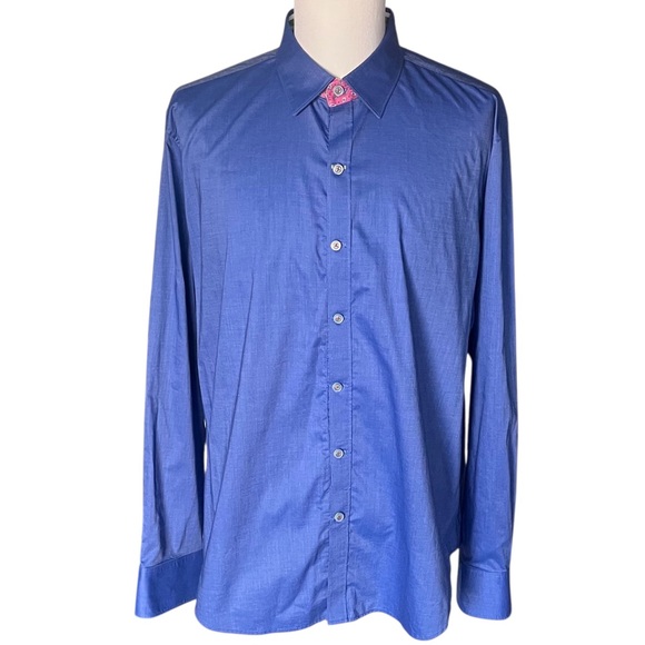 Robert Graham Other - Robert Graham X Tailored Fit Blue Button Down Shirt 2XL Paisley Trim